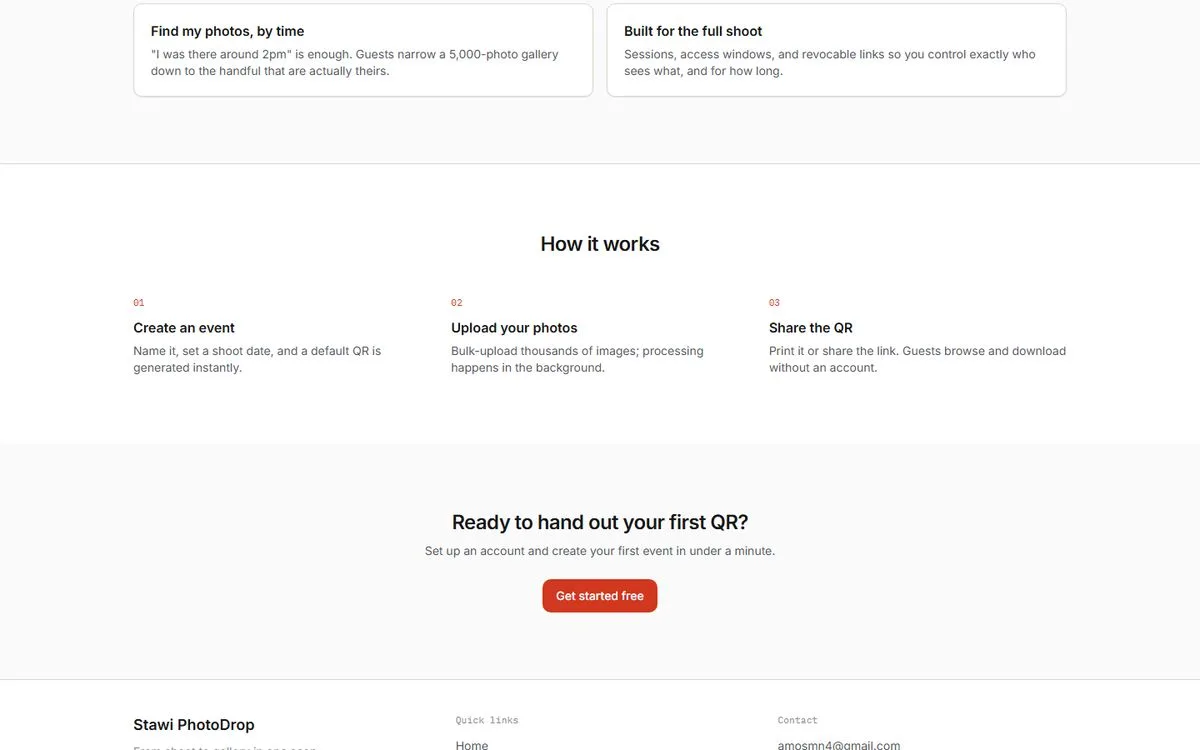 The photographer's side: bulk upload, QR codes and galleries
